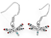 Childrens Enamel Rhodium Over Silver Dragonfly Dangle Earrings