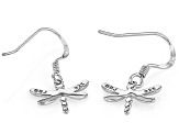 Childrens Enamel Rhodium Over Silver Dragonfly Dangle Earrings