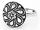 Oxidized Sterling Silver Flower Ring