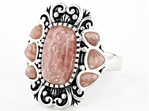 Pink Rhodochrosite Sterling Silver Ring