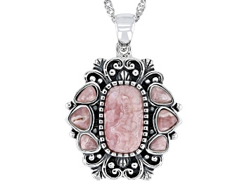 Picture of Pink Rhodochrosite Sterling Silver Pendant With Chain