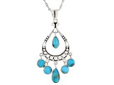 Blue Turquoise Sterling Silver Dangle Pendant With Chain