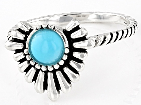 Sleeping Beauty Turquoise Oxidized Sterling Silver Ring