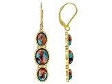 Blended Turquoise With Spiny Oyster Shell 18K Gold Over Sterling Silver Earrings