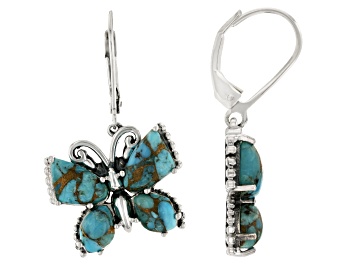 Picture of Blue Copper Turquoise Sterling Silver Butterfly Earrings