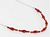 Red Sponge Coral Rhodium Over Sterling Silver Necklace
