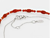 Red Sponge Coral Rhodium Over Sterling Silver Necklace