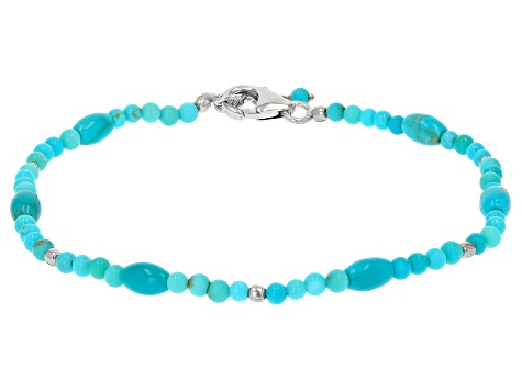 Sleeping Beauty Turquoise Rhodium Over Sterling Silver Bracelet