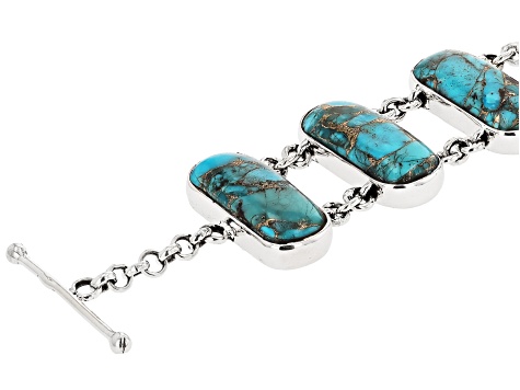 Blue Copper Turquoise Sterling Silver Bracelet