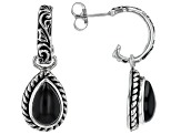 Black Onyx Oxidized Sterling Silver Dangle Earrings