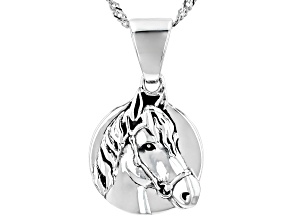 Oxidized Sterling Silver Horse Pendant With Chain