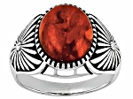 Red Sponge Coral Sterling Silver Men's Ring