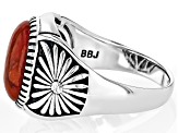 Red Sponge Coral Sterling Silver Men's Ring