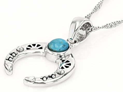 Collier Court Vintage Années 70 - Turquoise Marbrée Composite, Pendentif Boule Centrale