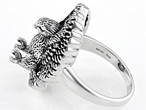 Oxidized Sterling Silver Eagle Ring