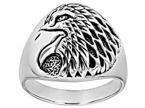 Oxidized Sterling Silver Eagle Men's Ring