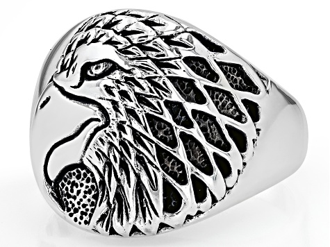 Oxidized Sterling Silver Eagle Men's Ring