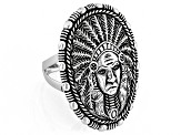 Oxidized Sterling Silver "Native American Indian Chief" Ring