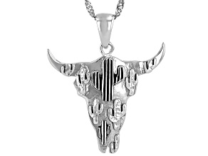 Sterling Silver Cactus & Bull Pendant With Chain