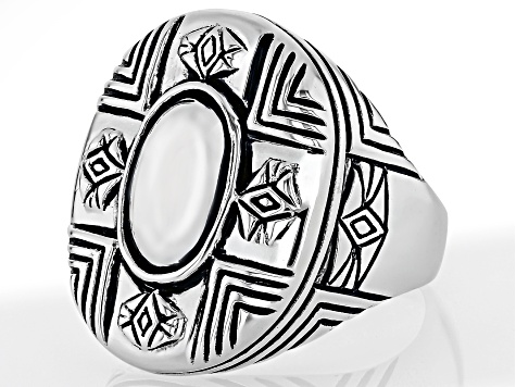 Oxidized Sterling Silver Southwestern Pattern Ring - SWW913 | JTV