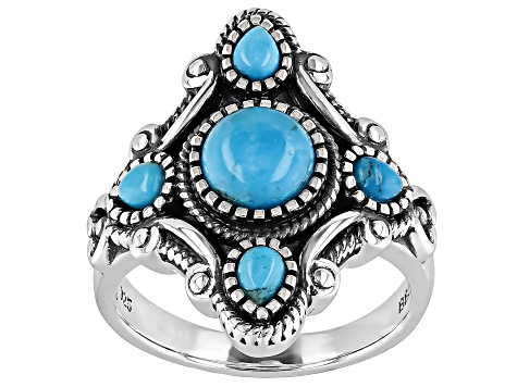 Composite Turquoise Oxidized Sterling Silver Ring