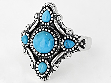 Composite Turquoise Oxidized Sterling Silver Ring