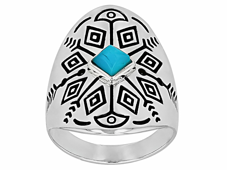 Composite Kingman Turquoise Sterling Silver Statement Ring - SWW926 | JTV