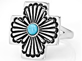 Blue Composite Kingman Turquoise Oxidized Sterling Silver Cross Ring