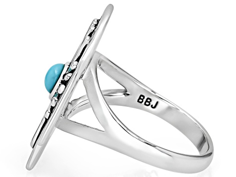 Blue Composite Kingman Turquoise Oxidized Sterling Silver Cross Ring