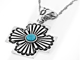 Blue Composite Kingman Turquoise Sterling Silver Cross Enhancer With Chain