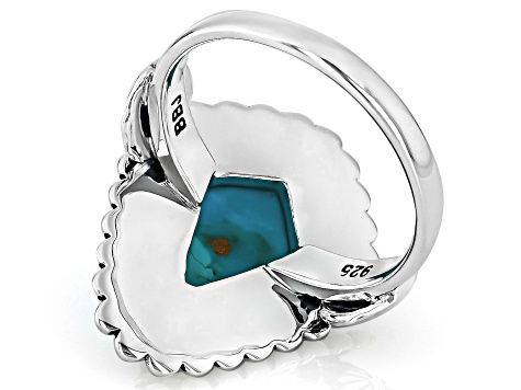 Blue Composite Turquoise Oxidized Sterling Silver Solitaire Ring