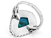 Blue Composite Turquoise Oxidized Sterling Silver Solitaire Ring