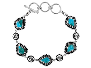 Blue Composite Turquoise Oxidized Sterling Silver Bracelet