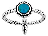 Blue Composite Turquoise Sterling Silver Feather Charm Ring