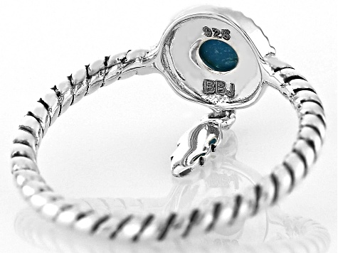 Blue Composite Turquoise Sterling Silver Feather Charm Ring