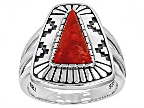 Red Sponge Coral Sterling Silver Ring