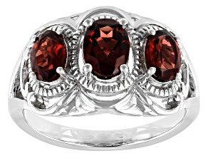 Red Garnet Rhodium Over Sterling Silver Ring 1.96ctw