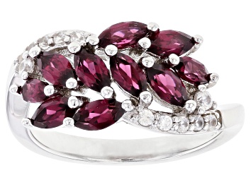 Picture of Raspberry Rhodolite Rhodium Over Silver Ring 1.86ctw