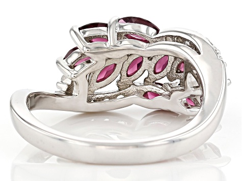 Raspberry Rhodolite Rhodium Over Silver Ring 1.86ctw