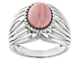 Pink Mookaite Rhodium Over Sterling Silver Solitaire Ring