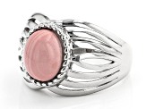 Pink Mookaite Rhodium Over Sterling Silver Solitaire Ring