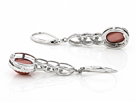 Pink Mookaite Rhodium Over Sterling Silver Earrings
