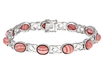 Picture of Pink Mookaite Rhodium Over Sterling Silver Tennis Bracelet