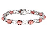 Pink Mookaite Rhodium Over Sterling Silver Tennis Bracelet