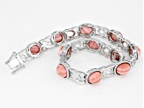 Pink Mookaite Rhodium Over Sterling Silver Tennis Bracelet