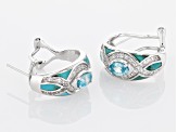 Blue Composite Turquoise Rhodium Over Sterling Silver Earrings 2.02ctw