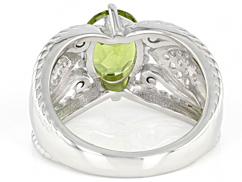 Green Peridot Rhodium Over Sterling Silver Ring 2.03ctw