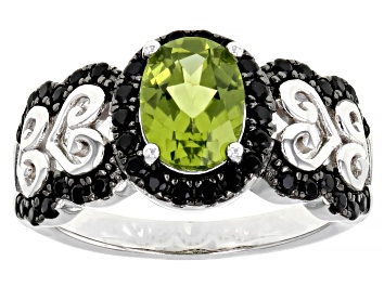 Picture of Green Peridot Rhodium Over Sterling Silver Ring 1.91ctw