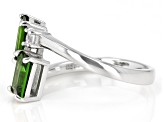 Green Chrome Diopside Rhodium Over Silver Bypass Ring 1.82ctw