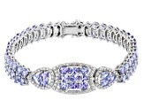 Blue Tanzanite Rhodium Over Silver Bracelet 12.07ctw